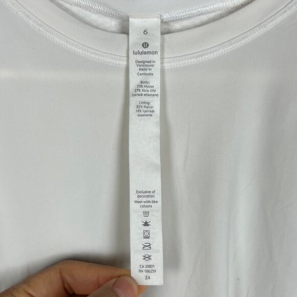 Lululemon White Spilt‎ Open Back Short Sleeve Tee T-Shirt Sz 6 - Picture 6 of 8